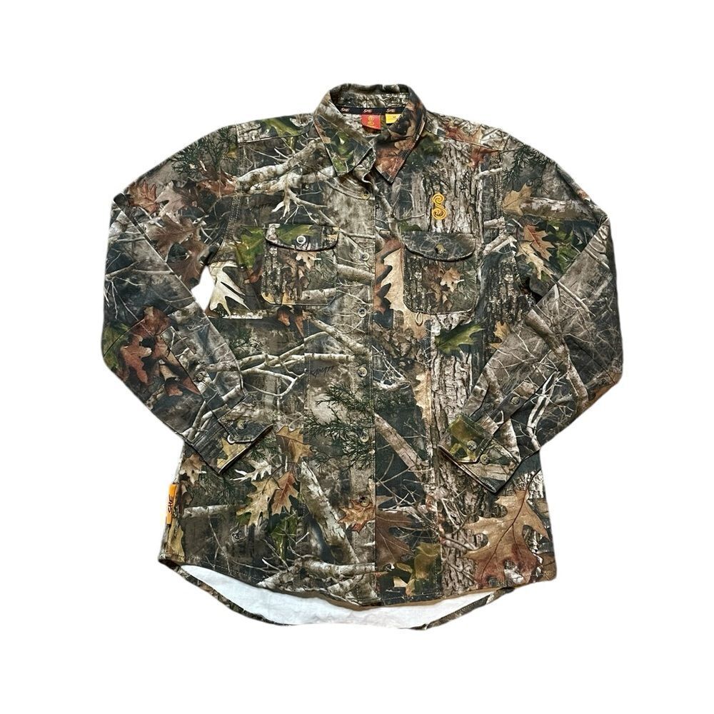 SHE OUTDOOR Long Sleeve Button Down Camo Shirt Size Medium